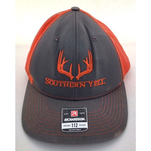 CAP/HAT TRUCKERS-RICHARDSON-SOUTHERN YELL-Split Antlers-Gray-Orange Netting-NWT - Picture 1 of 12